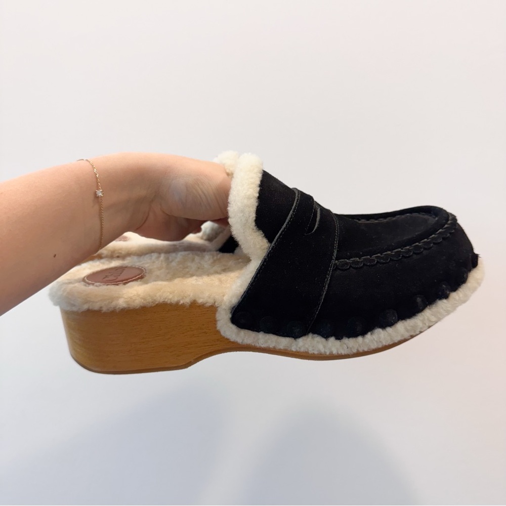CHLOÉ Joy Suede & Shearling Clogs - Picture 5 of 15